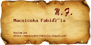 Macsicska Fabióla névjegykártya
